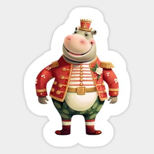 Hippo Christmas Nutcracker Sticker